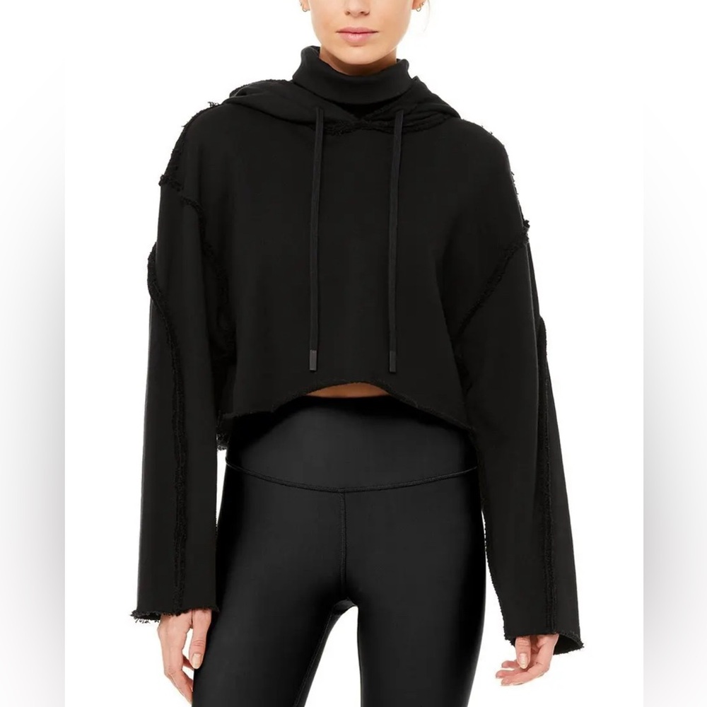 ALO Yoga NWOT Effortless Black Cropped Hoodie, S
